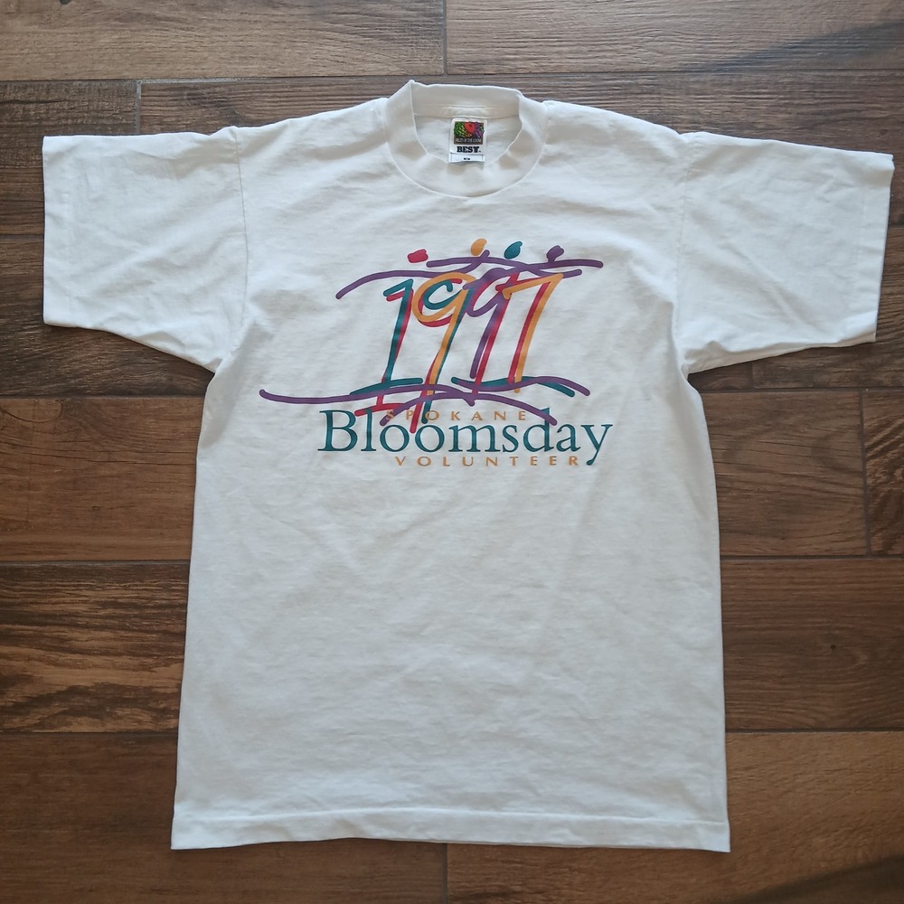 Vintage Bloomsday Shirt Mens Medium White 1991 Fruit of the Loom 90s Single